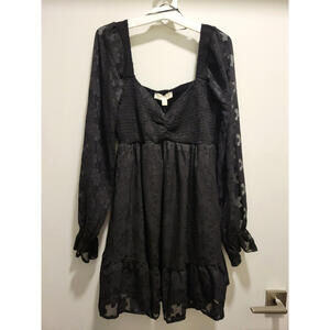 Thirty LA Black  Dress Sheer Womens XL Floral Whimsigoth Dark Romantic Witchy